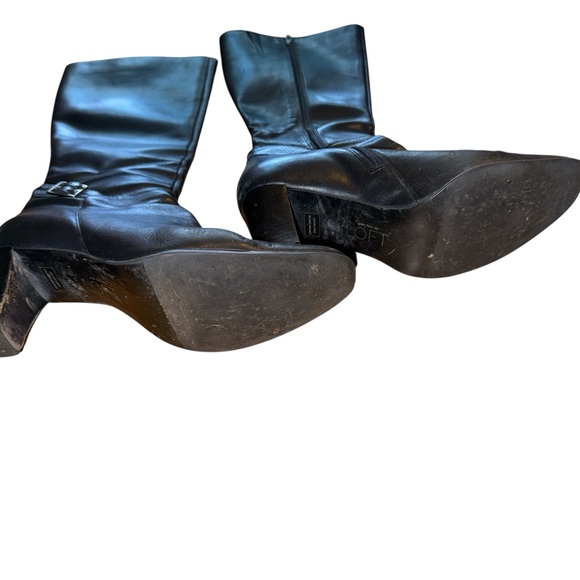 🛑 SOLD LOFT Black Heeled Leather Boots -Mid Calf - Picture 4 of 5